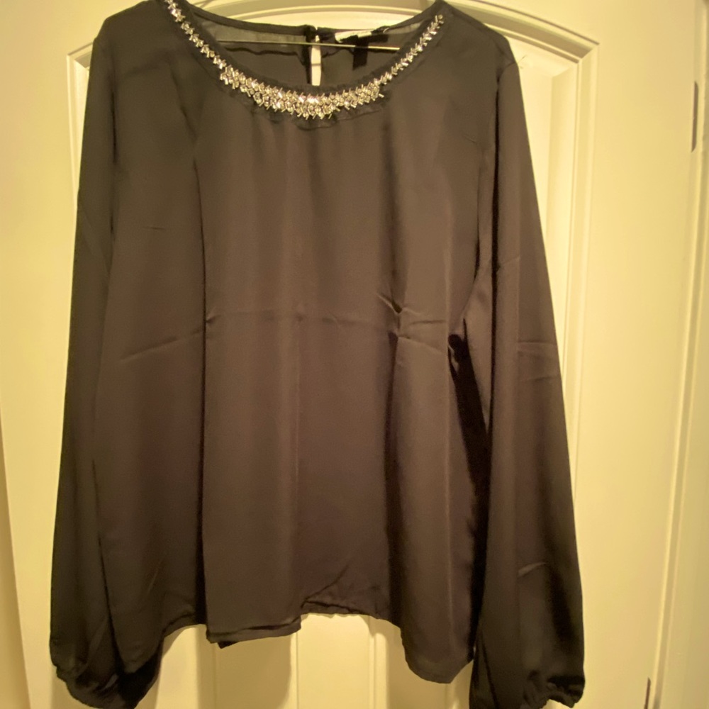 Black womens polyester crepe feel top